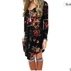 Long Sleeve Casual Jersey Swing Dress